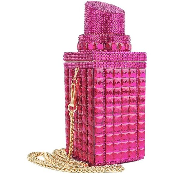 NWT Sparkling Swarovski Bling Crystal Rhinestone Lipstick Purse Pink & Red +Gift - Picture 12 of 13